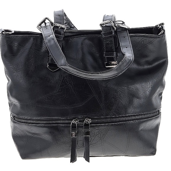 💗👛DESIGNER HANDBAG PURSE👛💗BAG BIG HUGE LARGE NWOT BLACK LEATHER👀LOOK - Picture 3 of 14